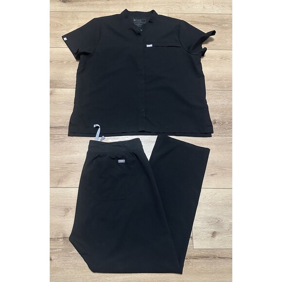 Women’s Figs Scrub Set Black Limited Top XXL & Livingston Pants XL GUC! - Picture 1 of 6